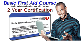 Online First-Aid training class - 2 year certification. First time or renewal.