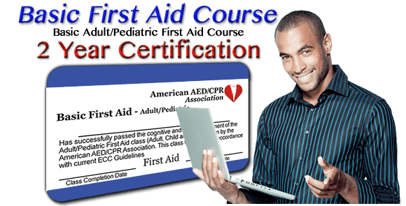 Online First-Aid training class - 2 year certification. First time or renewal.