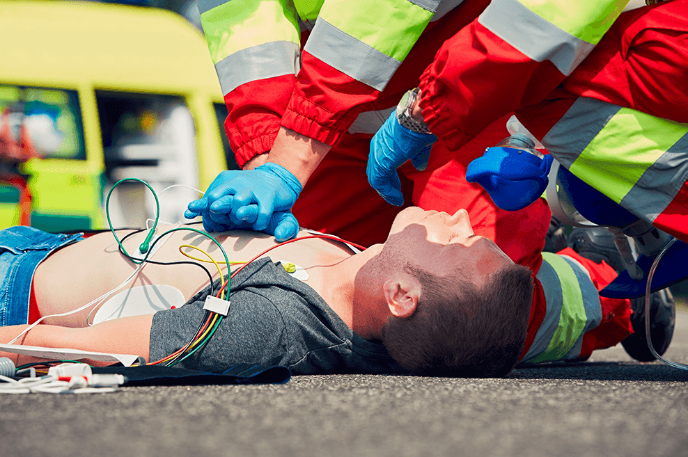 Rescuers providing CPR