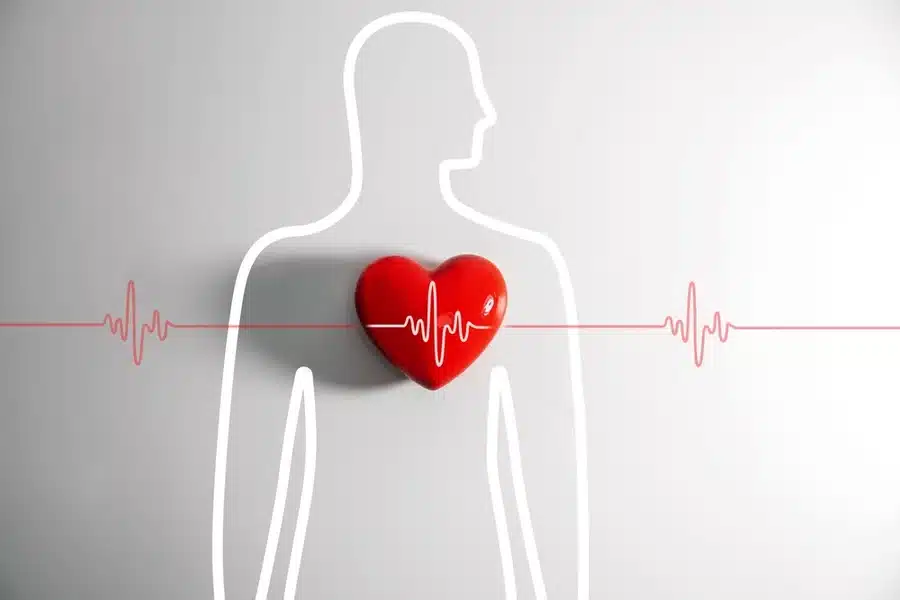 An illustration of someone with a beating heart.