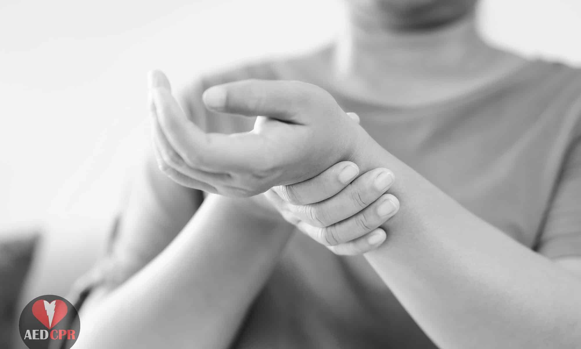 Woman with burn on her hand.