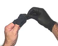 Be carful not to let exposed side gloves contact skin when removing