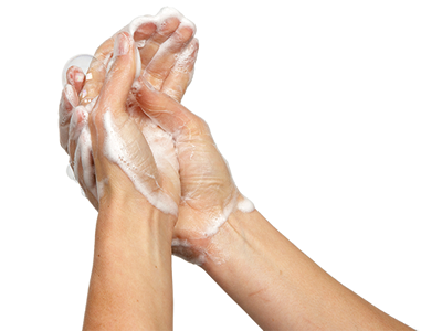 Scrub hands and any other bare skin that may have been contaminated. Use hot water