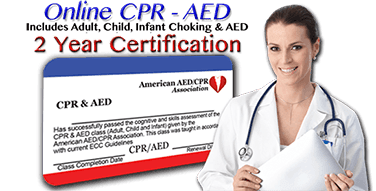 Learn More - Online CPR - AED training class - 2 year certification. First time or renewal.