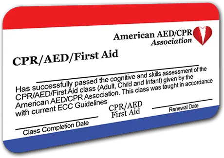 CPR/AED/First-Aid Certification Card