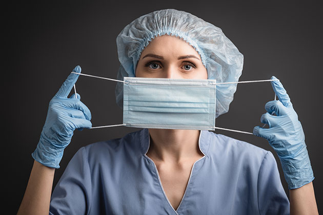 A nurse taking an Online Bloodborne Pathogens Training Certification Class
