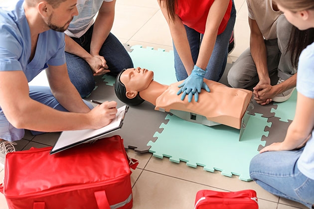 Group Taking Free CPR Certification Course