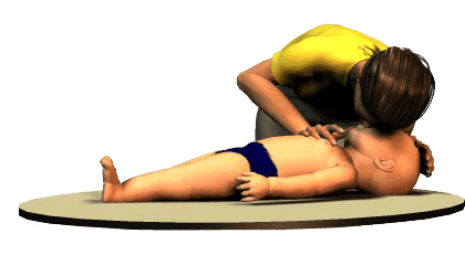 Provide rescue breathing at a rate of 1 breath every 6th second. Breaths should be sufficient to make the chest rise